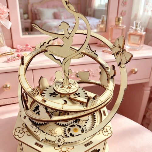 Whimsical Starry Sky Ballet 3D Wooden Puzzle Music Box — Romantic Bedroom Decor