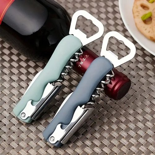 Abrebotellas portátil de acero inoxidable multifunción — para cerveza y corchos, mango ergonómico