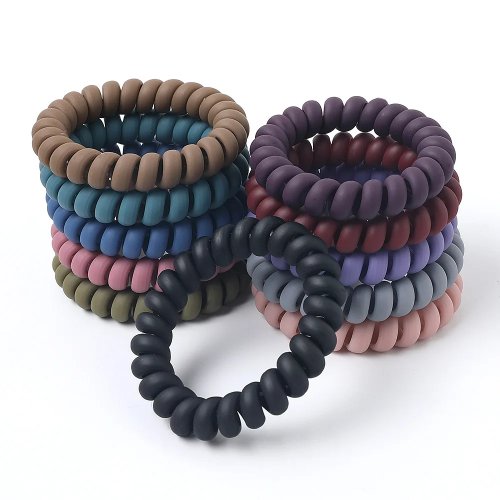 1 stuk spiraal haarband (telefoonkabel-looks) mat — rekbaar, laat geen afdrukken, gloeien in het donker