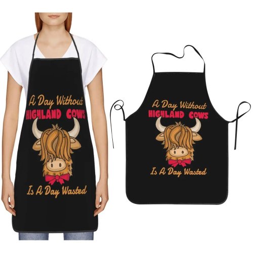 Küchenschürze Highland Cow – Schottisches Highland-Rind Motiv, Koch-Latzschürze für Damen und Herren