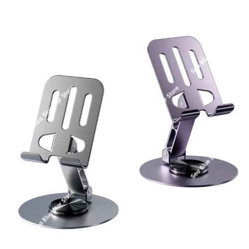 Giá đỡ điện thoại/tablet để bàn bằng kim loại, xoay 360°, điều chỉnh được và gập gọn — dùng cho live stream