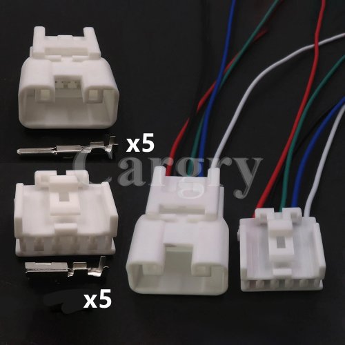 Juego 1 set (5 pzas) conector de arnés 5 pines para elevavidrios Toyota — compatible con 7282-1050, 7283-1050, 1300-3111, 1300-3783, 90980-12348