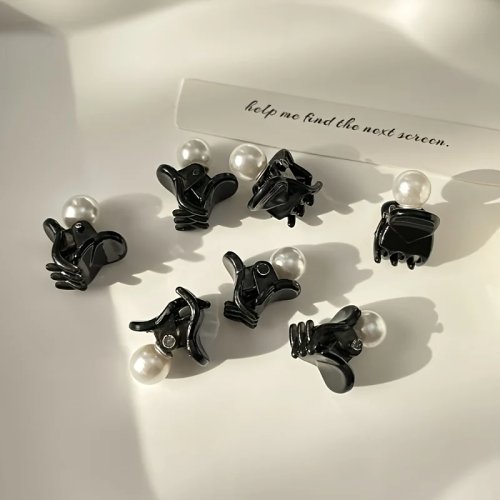 Pack de 7 mini pinzas para el pelo con perlas sintéticas – estilo princesa para mujer