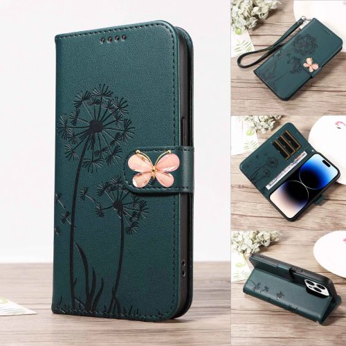 Motorola Moto Edge対応 Dandelion レザー手帳型ケース（ネックストラップ付）- 3枚収納カードポケット＆バタフライクリップ