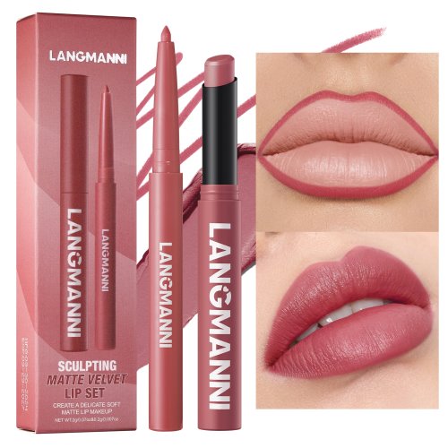 Set Lipliner + Lipstik Tahan Air — Anti Luntur & Anti Transfer, Tahan Lama, Mudah Digunakan untuk Hasil Bibir Sempurna
