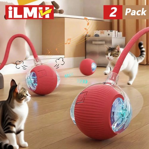 Jouet interactif pour chat — balle automatique roulante avec fausse queue, rechargeable, imitation souris pour entraînement