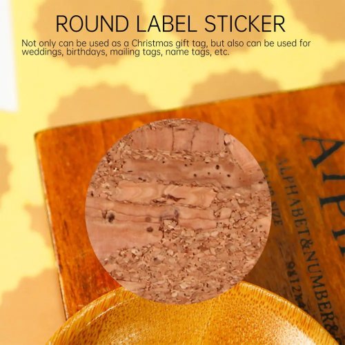Étiquettes rondes en bois autocollantes (1 lot) – motif bois naturel, pour cadeaux, bouteilles et loisirs créatifs