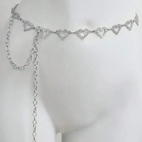 Catena vita da donna con cuore e strass, in lega