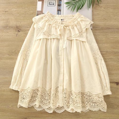 Luxury Mori Girl 100% cotton princess-style blouse — women's long sleeve top