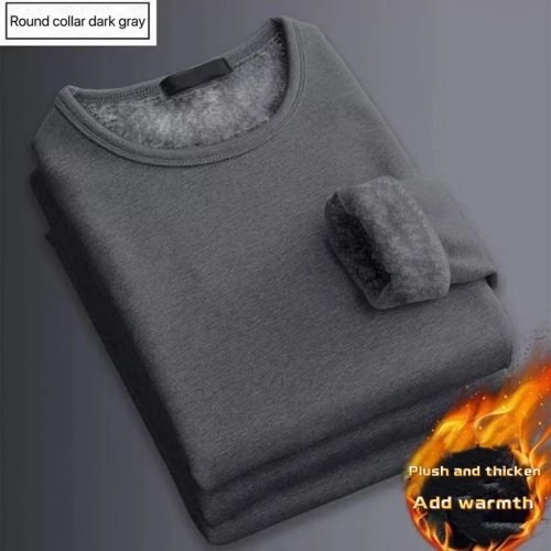 T-shirt thermique homme doublure velours, manches longues, col rond, épais et chaud, tailles M-5XL