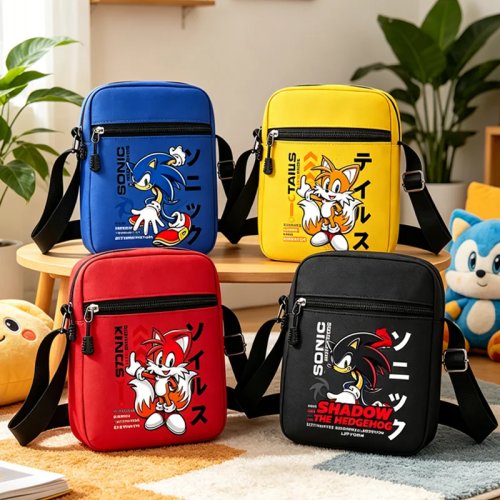 Sac bandoulière homme en tissu Oxford motif anime — léger, sangle réglable, pochette sport/randonnée, idée cadeau