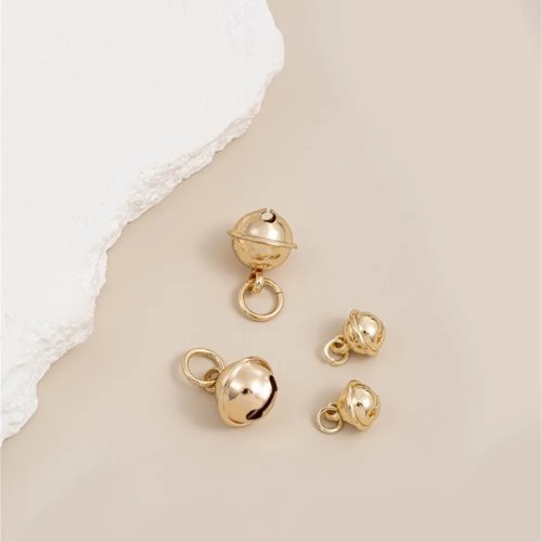 Colgante campana bañado en oro 14K, charm blanco nieve para pulseras DIY