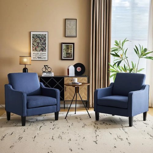 Set de 2 Sillones Decorativos Modernos en Azul — Butacas tapizadas y cómodas para salón y dormitorio, perfectas para espacios reducidos