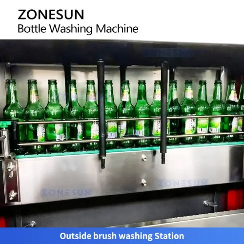 ZONESUN ZS-WB15 自動トンネル式ガラスボトル洗浄機 — 直線式すすぎ、最大8,000本/時、ビール・ワイン・ジャー対応