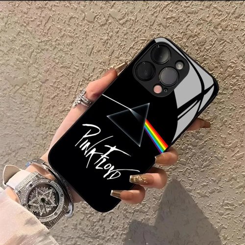 เคส iPhone ลาย Pink Floyd (วงร็อก) — เคสแข็ง ฝาหลัง, รองรับ iPhone XR/12/12 Pro/12 Pro Max/13/14/15/16/17/Plus — ดำ/เงิน