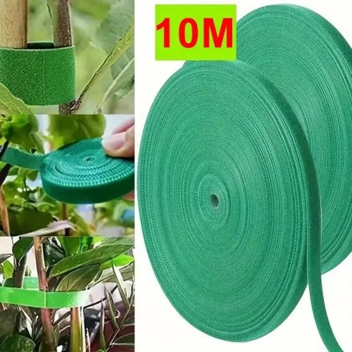 Nastro autoadesivo in nylon per piante 10 m, riutilizzabile, verde — fissaggio per fiori e ortaggi