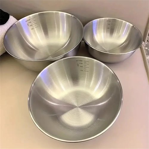 Bộ bát inox có cân tích hợp — bát trộn dung tích lớn, dùng cho nấu ăn, làm bánh và bảo quản (1–3 chiếc)