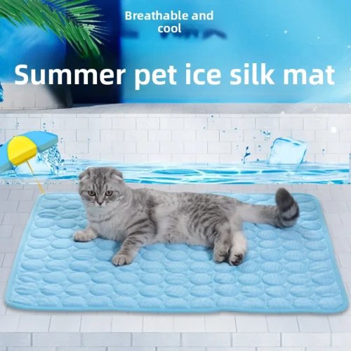 Summer Pet Cooling Mat — Breathable ice-silk cool pad, washable and durable bed cushion for dogs & cats, indoor/outdoor