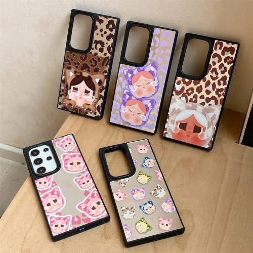 Leopard "Little Crybaby" hard mirror shockproof phone case for Samsung Galaxy S25/S24/S23 series (Ultra/Plus)