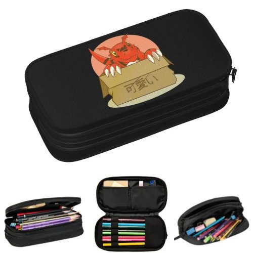 Trousse scolaire Digimon Guilmon — étui porte-crayons / boîte à stylos, rangement papeterie