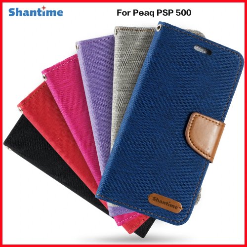 Capa tipo carteira em pele PU para Peaq PSP 500 — capa business com porta-cartões, interior em silicone e moldura para foto