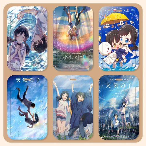 Gantungan kartu 'Weathering With You' - lanyard dengan tempat kartu pelajar, tali leher untuk kartu akses, kado anime