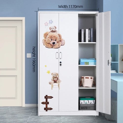 Armario infantil de metal con puerta corredera y cajones — diseño floral