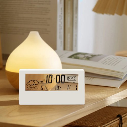 LED Thermometer & Hygrometer — Indoor Temperature and Humidity Monitor / Weather Station with Alarm Clock