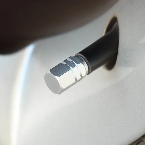 Set of 4 Aluminum Hexagon Tire Valve Stem Caps — Car / Motorcycle / Bike Wheel Valve Covers