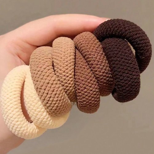 Pack 5/10 scrunchies (coleteros) gruesos y elásticos, suaves y respetuosos con el cabello — colores surtidos (aleatorio)