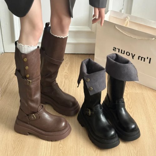 Women's Western knee-high cowboy boots — thick sole, stacked heel, long shaft · Autumn/Winter 2025