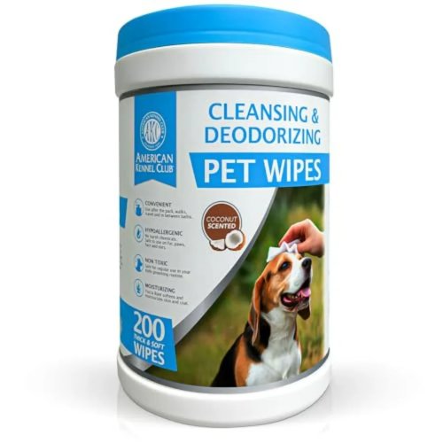 Toalhitas AKC hipoalergénicas para cães e gatos — Limpeza sem químicos para patas, rosto, orelhas e pelo, suaves