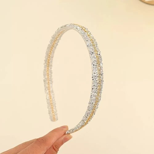 ラインストーンチェーンカチューシャ — キラキラで上品、誕生日パーティーに最適（注文はお一人様1点まで）