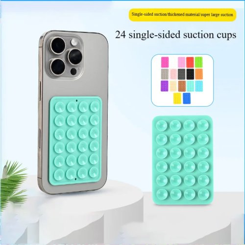 24‑Pack Silicone Suction Cups (Black) — Minimalist Anti‑Slip Phone Stickers / Portable Movable Phone Holder