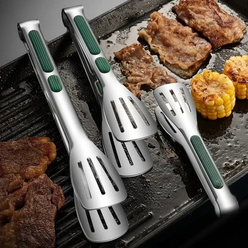 Rutschfeste Edelstahl-Zange für Fleisch, Salat, Brot und Grill – Küchen-/Buffetzange