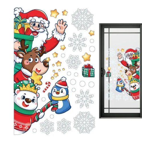 Autocolantes de Natal estáticos para janelas e portas de vidro