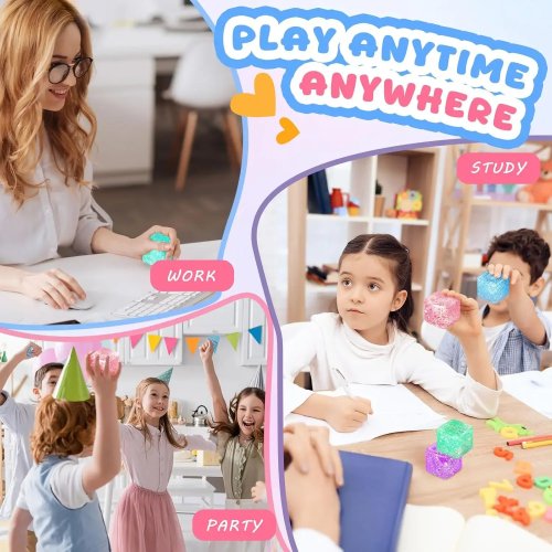 Прозрачный squishy-куб с блёстками и жидкой начинкой, медленное восстановление — антистресс/сенсорная игрушка для детей и взрослых, наполнитель для праздничных пакетиков
