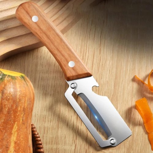 Obst- und Gemüseschäler aus Edelstahl mit Holzgriff – langlebig, sanftes Schälen und Schneiden