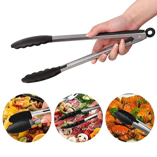 실리콘 논슬립 BBQ·주방 집게 — 내열 음식·샐러드 집게