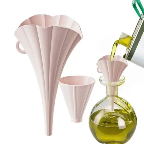 Zusammenklappbarer Trichter aus lebensmittelechtem Silikon mit kleinem, blumenförmigem Ausguss – Öl‑ und Saftausgießer