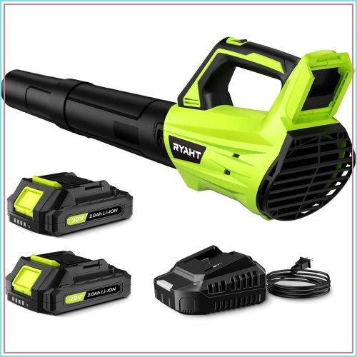 Soffiatore per foglie 20V a batteria con 2 batterie e caricabatterie, 2 velocità, leggero per prato e patio