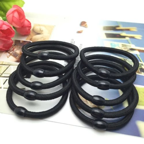 Haargummis im koreanischen Stil, schwarz, dicke elastische Haarbänder, schlicht — Haaraccessoires Großpackung