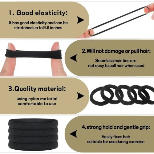 Pack 100 gomas de pelo elásticas sin marcas – coleteros para mujer y niñas