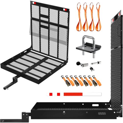 Giá chở hàng gắn móc kéo 102×102×10 cm (40×40×4") kèm dốc, tải 227 kg (500 lb), khung thép chịu thời tiết cho ôtô/SUV