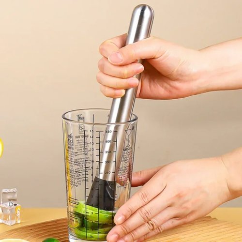 Martillo para hielo de acero inoxidable y muddler para cócteles — Herramienta de bar multifunción, varilla mezcladora y pilón para limón