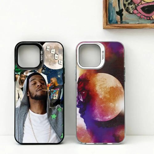 Kid Cudi 'Songwriter' iPhone-hoesje voor XS, 11, 12, 13, 14, 15, 16, 17, Plus, Pro Max – kleurrijk zilver/zwart