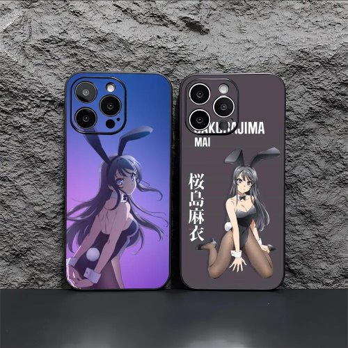 Anime-hoesje Mai Sakurajima voor iPhone 12–17 (Plus/Pro/Pro Max) – satijn-glans afwerking, kleurrijk, leuk cadeau