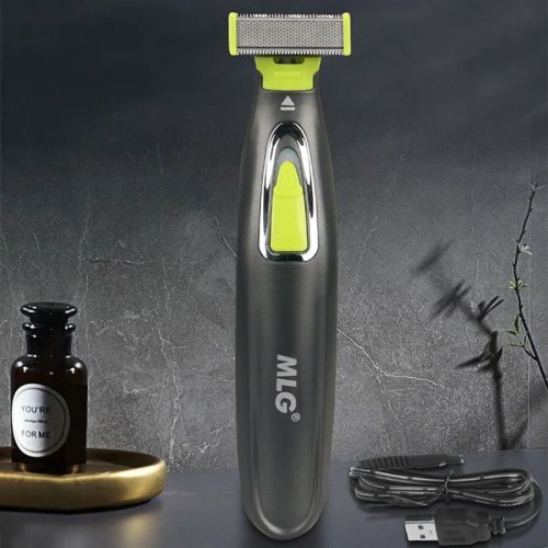 Máquina de afeitar eléctrica MLG tipo T y recortadora corporal portátil para hombre y mujer — Recargable por USB, lavable — Para barba y axilas
