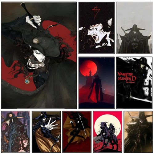 ملصق جداري/بوستر أنمي Vampire Hunter D — دارك فانتاзи، ورق لاصق مقاوم للماء، ديكور حائطي للمقهى أو البار أو الغرفة