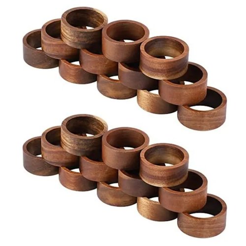 Lot de 24 ronds de serviette en bois — anneaux décoratifs pour table, idéal pour fêtes et repas